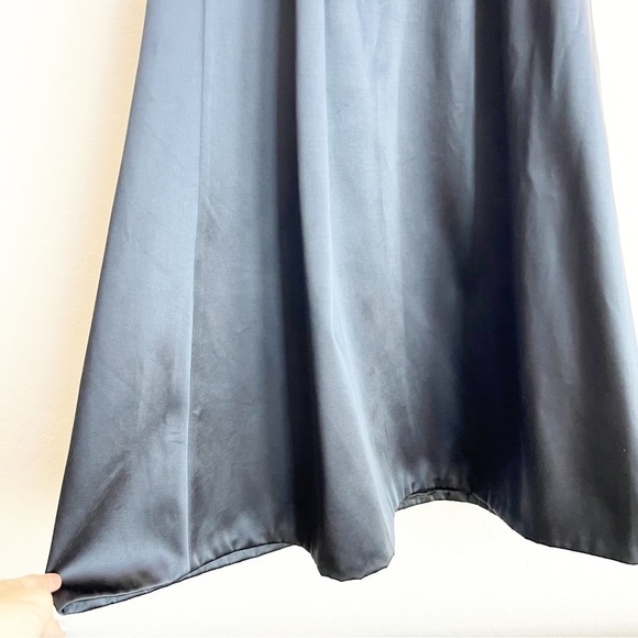 Diane Von Furstenberg Women's Strapless A-Line Midi Dress Satin Navy Blue 2 - Picture 5 of 10